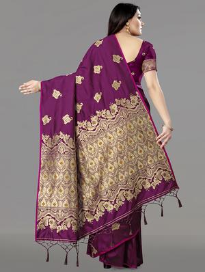 jacquard banarasi saree with blouse - 17653776 - Standard Image - 2