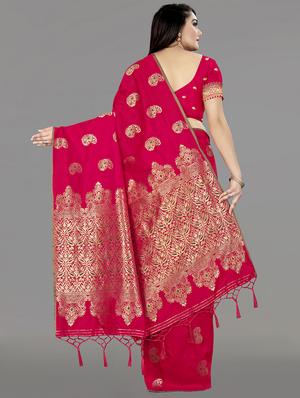 jacquard banarasi saree with blouse - 17653790 - Standard Image - 2
