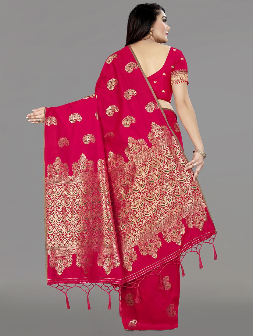 jacquard banarasi saree with blouse - 17653790 - Zoom Image - 2