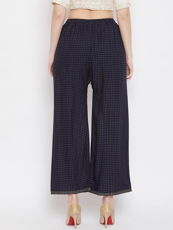 navy blue rayon palazzos - 17653823 - Zoom Image - 3