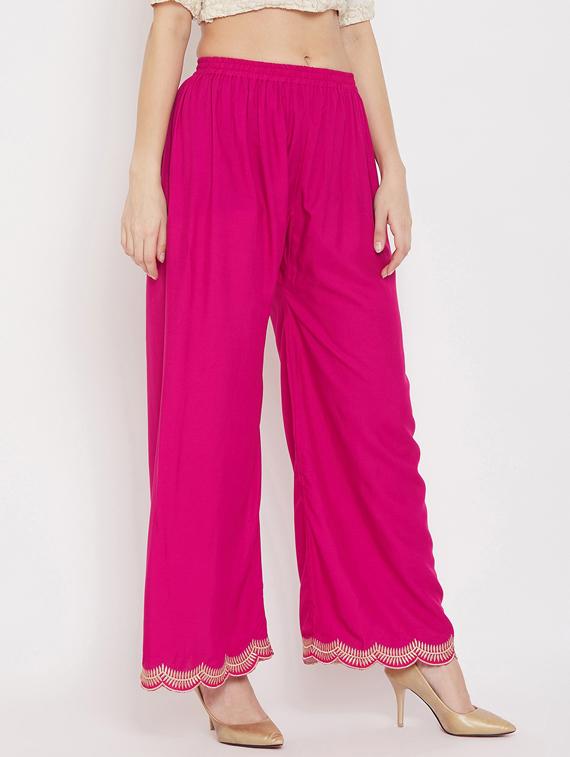 pink rayon palazzos - 17653855 - Zoom Image - 2