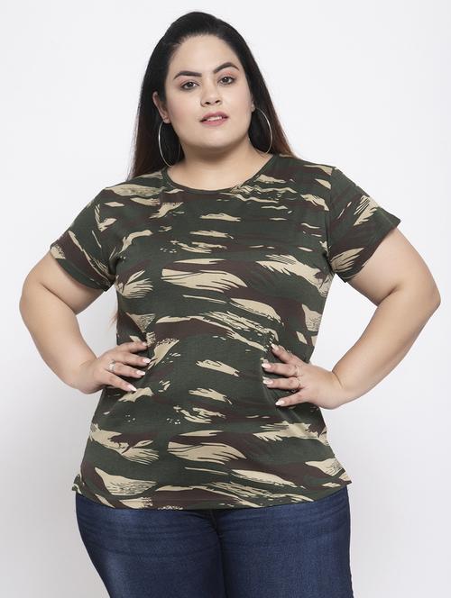 round neck printed plus tee - 17653956 - Very Small Image - 1