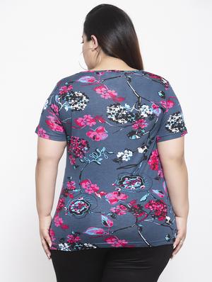 round neck floral plus tee - 17653959 - Standard Image - 3