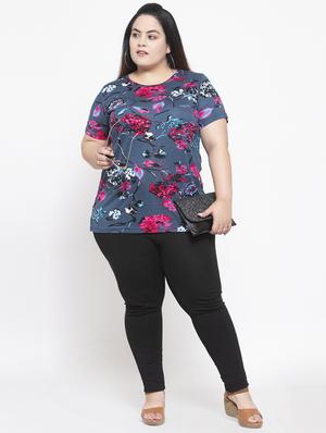 round neck floral plus tee - 17653959 - Standard Image - 4