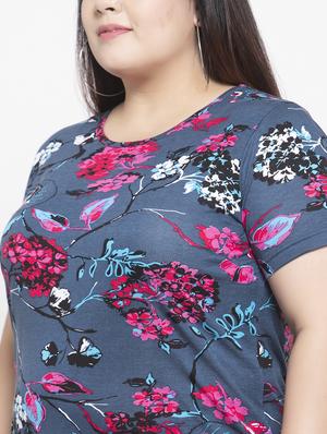 round neck floral plus tee - 17653959 - Standard Image - 5