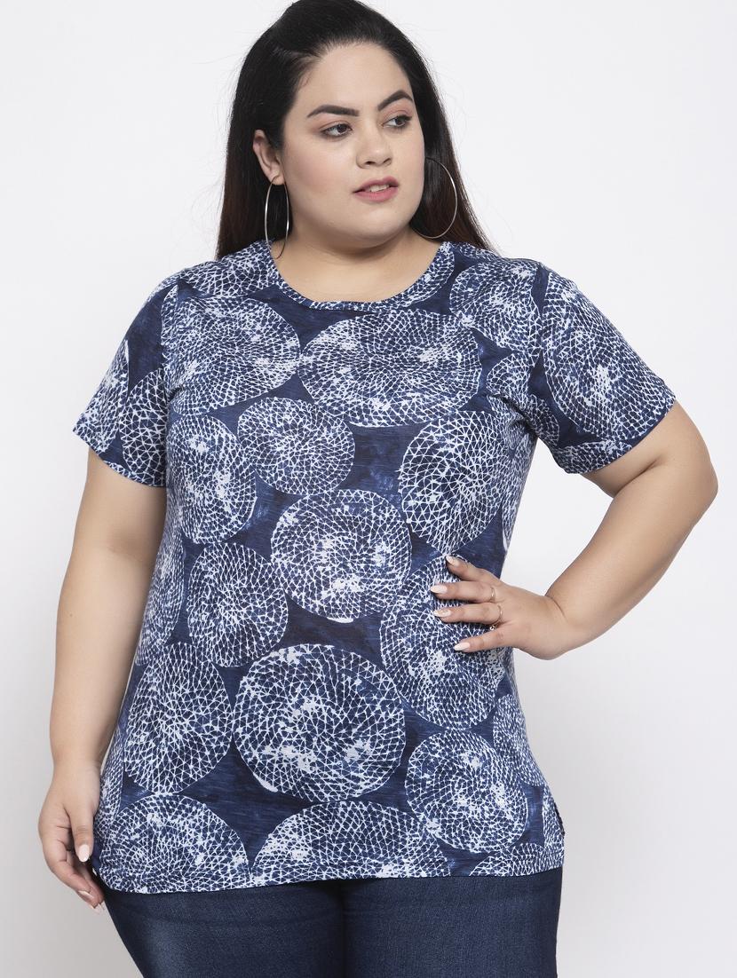 round neck printed plus tee - 17653964 - Zoom Image - 1