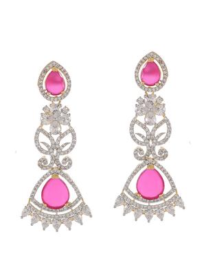 pink brass drop earring - 17655046 - Standard Image - 2