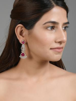 pink brass drop earring - 17655046 - Standard Image - 4