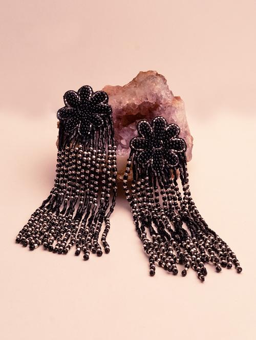 black handcrafted drop earring - 17655102 - Standard Image - 1