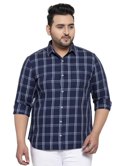 plus blue checkered casual shirt - 17655147 - Standard Image - 1