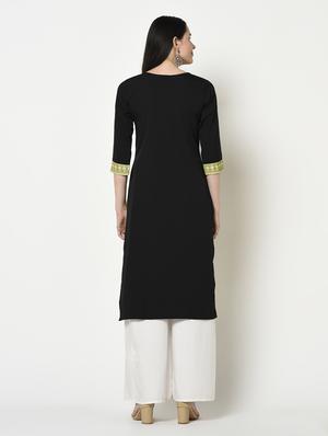 green crepe straight kurta - 17655260 - Standard Image - 3