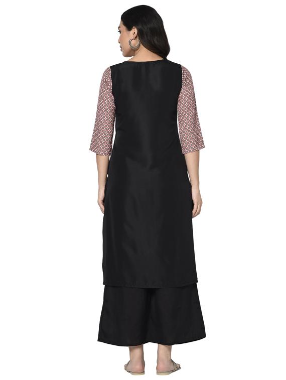 brown crepe straight kurta - 17655297 - Zoom Image - 3