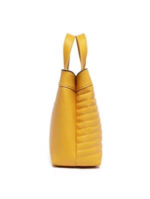 yellow leatherette (pu) regular handbag - 17655345 - Standard Image - 6