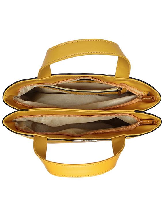 yellow leatherette (pu) regular handbag - 17655345 - Zoom Image - 3
