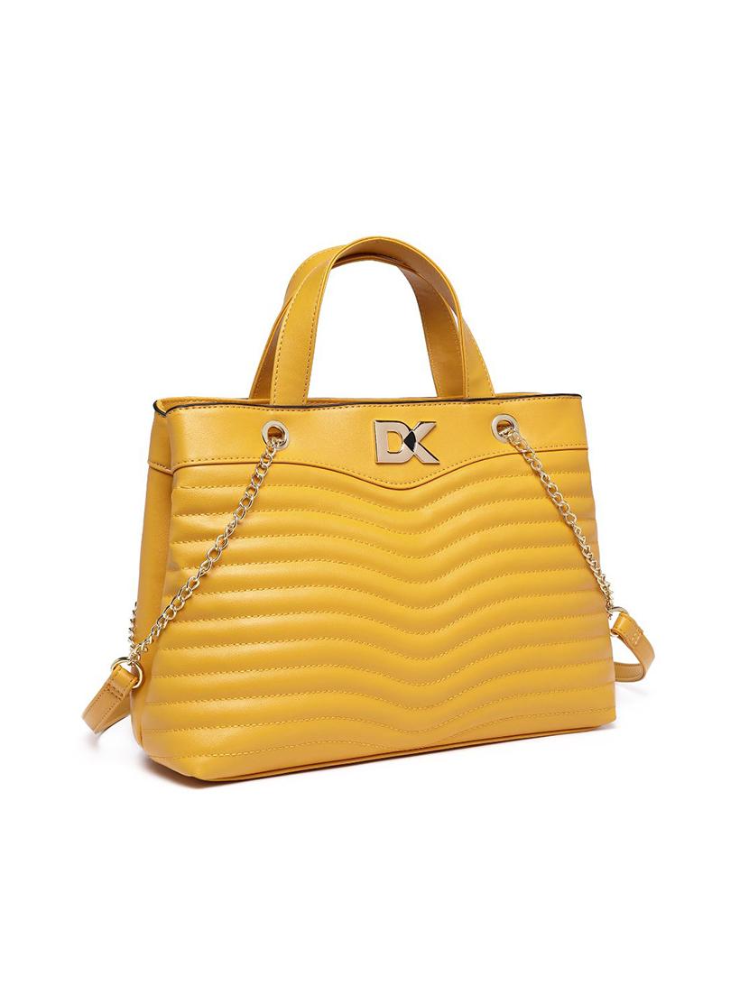 yellow leatherette (pu) regular handbag - 17655345 - Zoom Image - 5