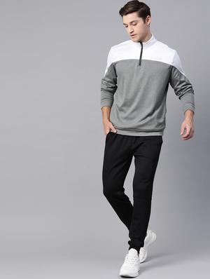 grey color block cut & sew sweatshirt - 17655684 - Standard Image - 4