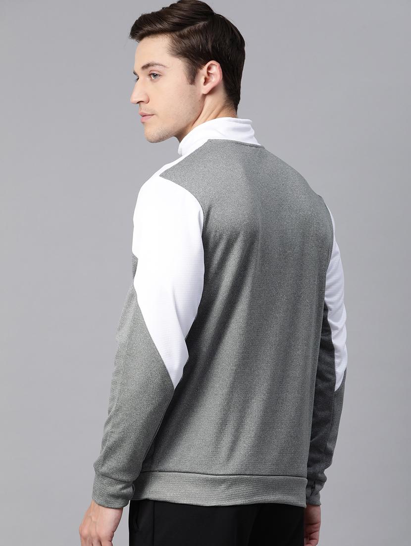 grey color block cut & sew sweatshirt - 17655684 - Zoom Image - 3