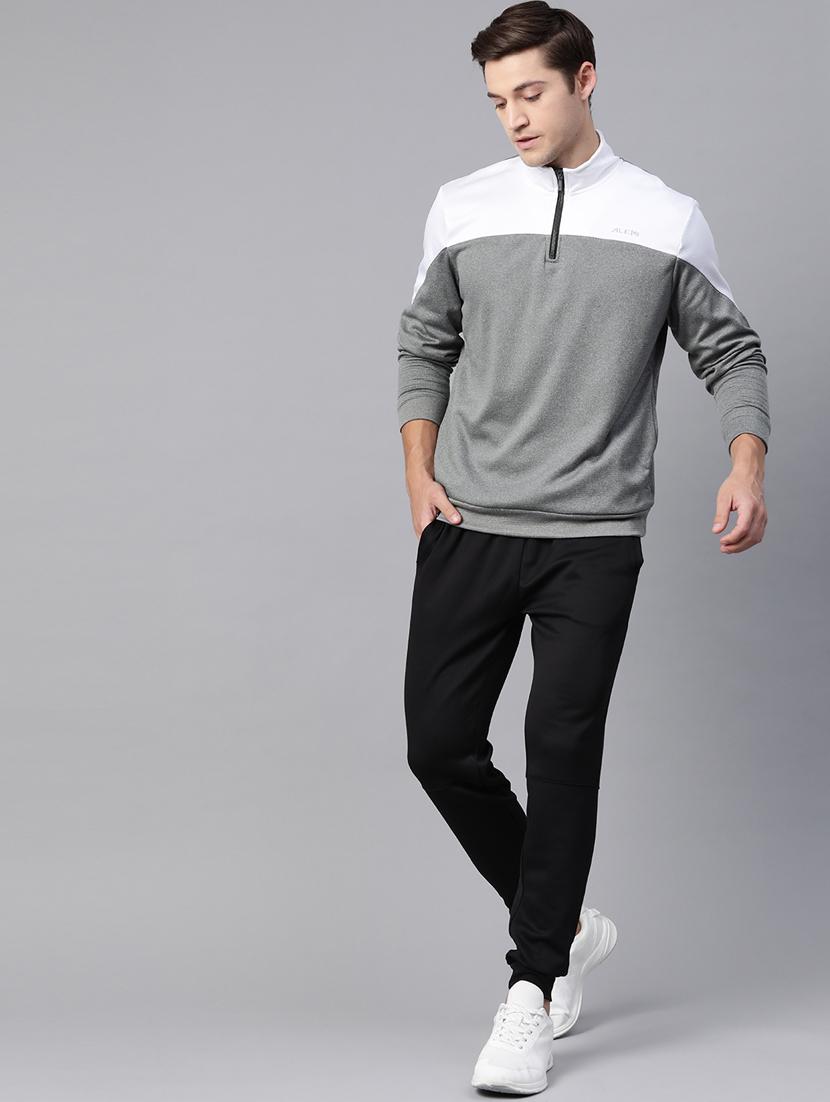 grey color block cut & sew sweatshirt - 17655684 - Zoom Image - 4