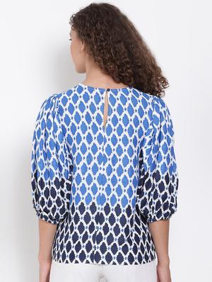 boat neck printed top - 17655720 - Standard Image - 3