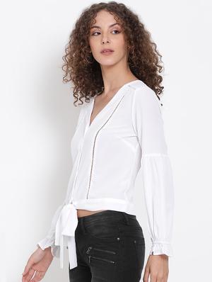 tie front crop top - 17655722 - Standard Image - 2
