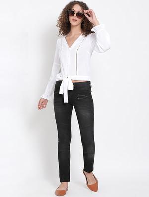 tie front crop top - 17655722 - Standard Image - 4