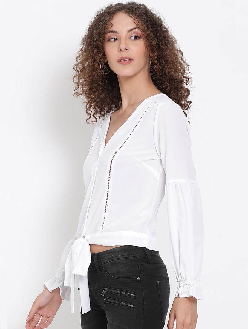 tie front crop top - 17655722 - Zoom Image - 2