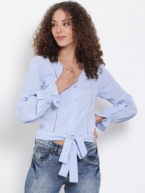 tie front crop top - 17655723 - Standard Image - 1