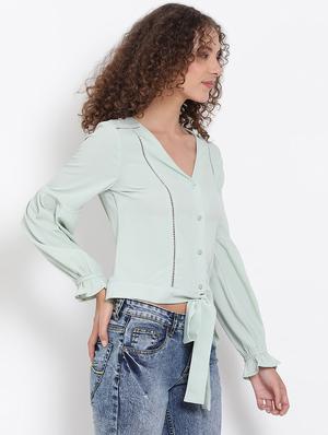 tie front crop top - 17655726 - Standard Image - 2