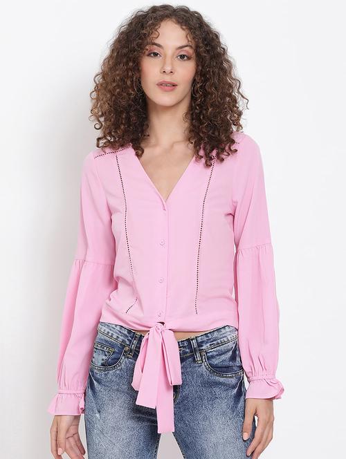 tie front crop top - 17655727 - Very Small Image - 1