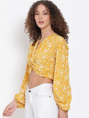 twist detail floral crop top - 17655730 - Standard Image - 2