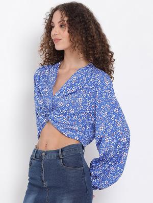 twist detail floral crop top - 17655731 - Standard Image - 2