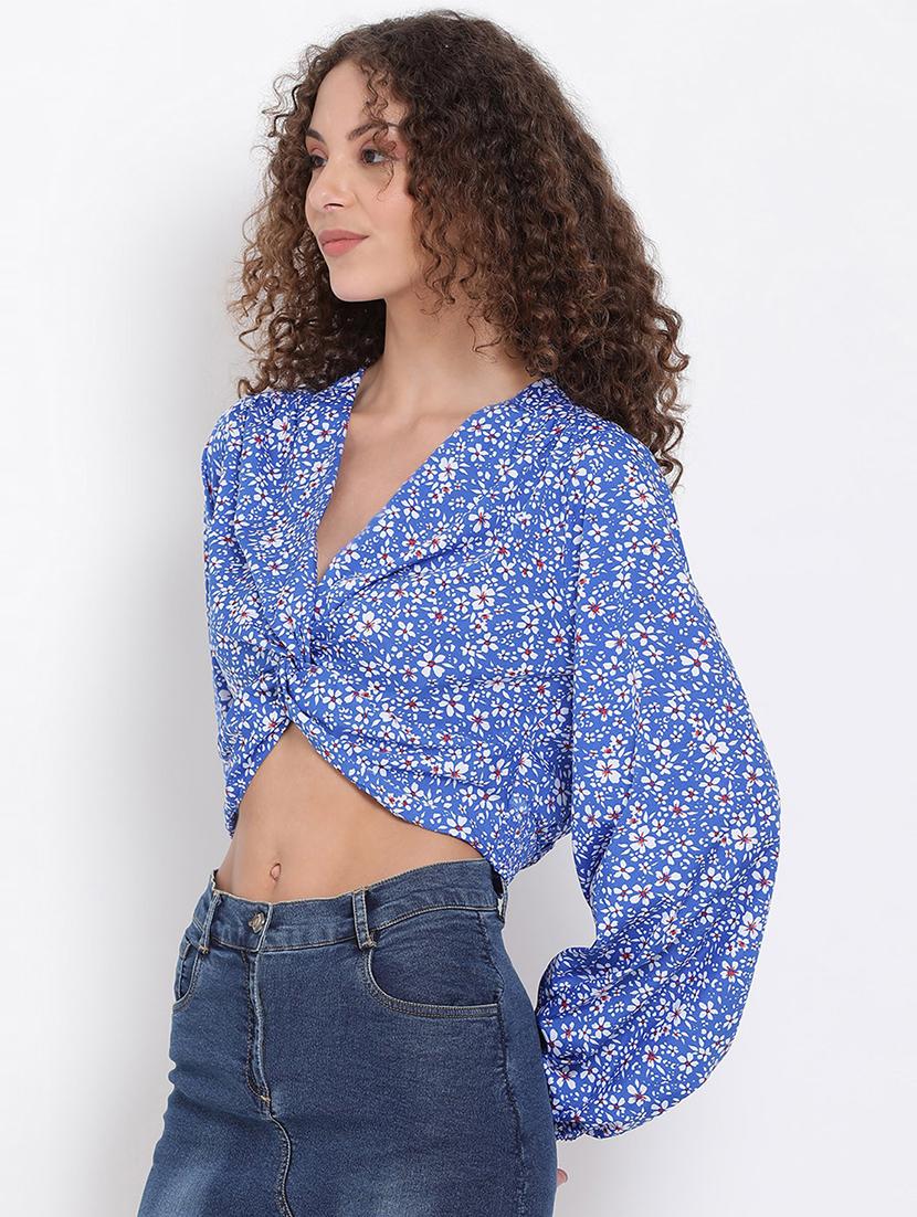 twist detail floral crop top - 17655731 - Zoom Image - 2