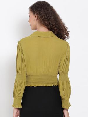 olive solid crop top - 17655742 - Standard Image - 3