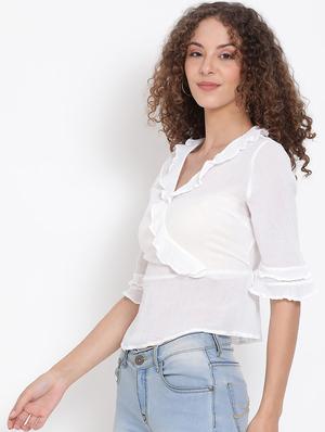 overlap neck solid top - 17655747 - Standard Image - 2