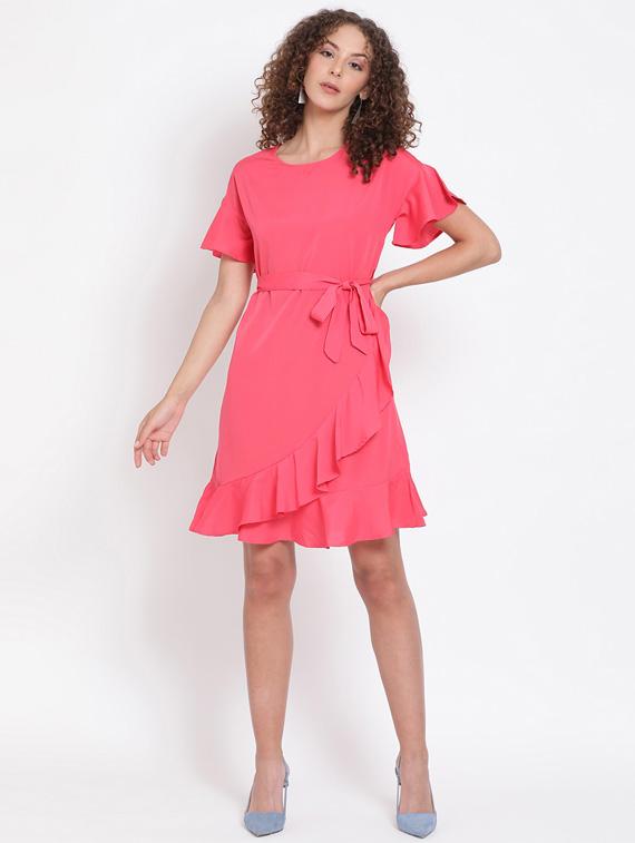 tie front frill detail dress - 17655759 - Zoom Image - 4