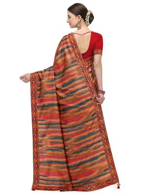 ikat printed saree with blouse - 17656347 - Standard Image - 2