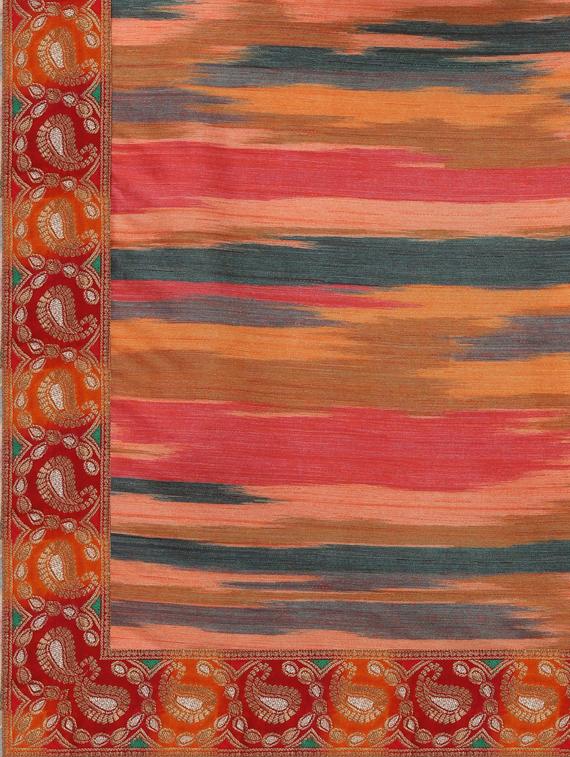 ikat printed saree with blouse - 17656347 - Zoom Image - 4