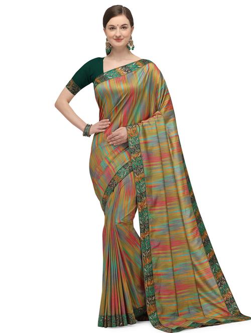 ikat printed saree with blouse - 17656350 - Standard Image - 1