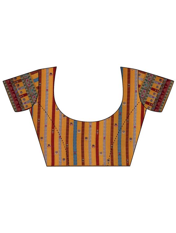 maroon chanderi printed saree with blouse - 17656355 - Zoom Image - 3