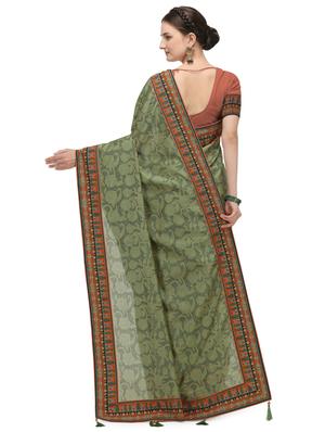floral printed saree with blouse - 17656356 - Standard Image - 2