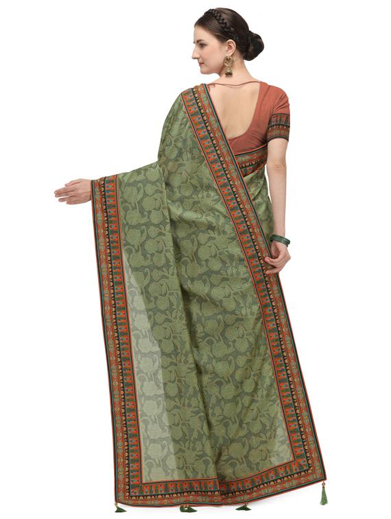 floral printed saree with blouse - 17656356 - Zoom Image - 2