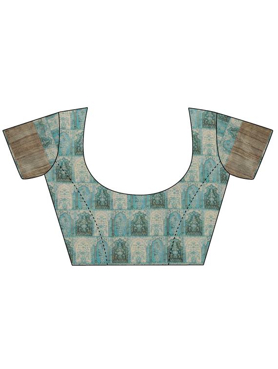 floral printed saree with blouse - 17656363 - Zoom Image - 3