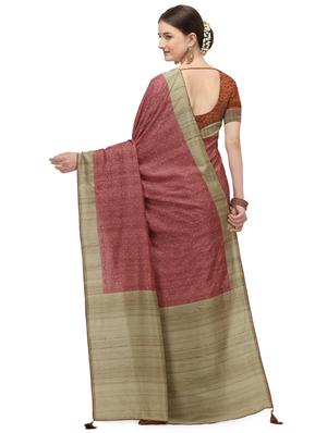 pink silk printed saree with blouse - 17656366 - Standard Image - 2