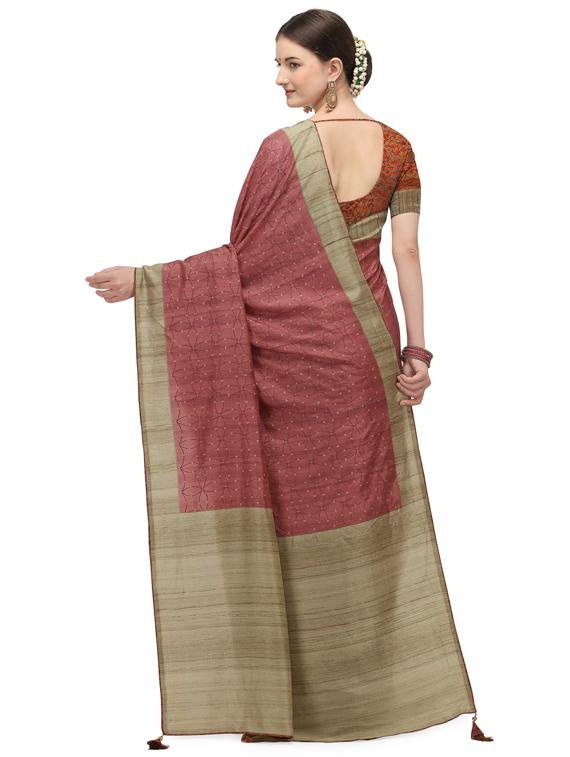 pink silk printed saree with blouse - 17656366 - Zoom Image - 2