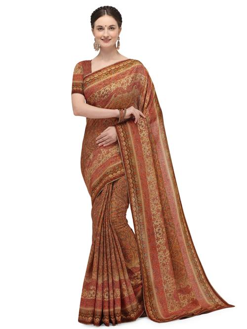 paisley printed saree with blouse - 17656381 - Standard Image - 1