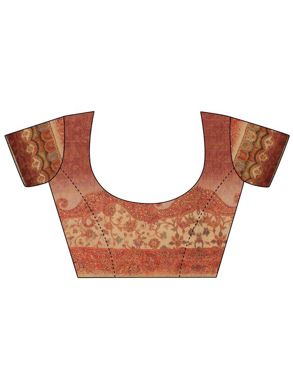 paisley printed saree with blouse - 17656381 - Zoom Image - 3