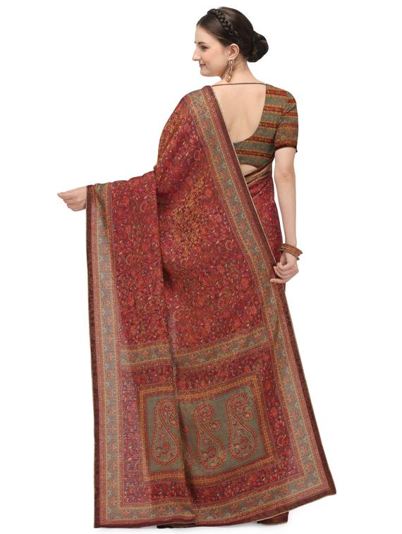 floral printed saree with blouse - 17656387 - Zoom Image - 2