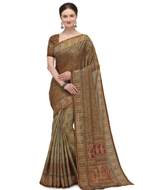 floral printed saree with blouse - 17656390 - Standard Image - 1
