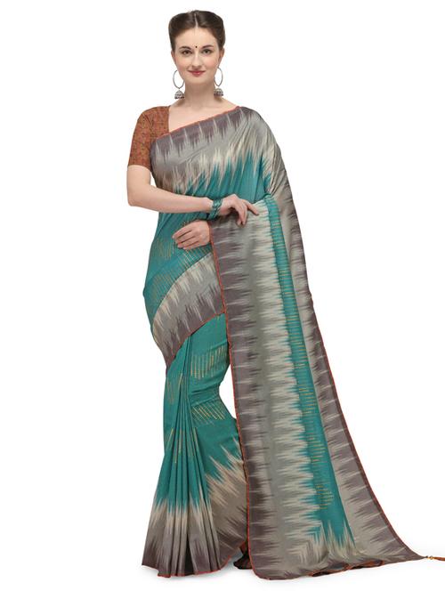 ikat printed saree with blouse - 17656398 - Standard Image - 1