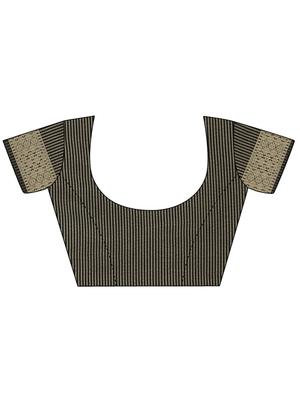 black nylon woven saree with blouse - 17656410 - Standard Image - 3